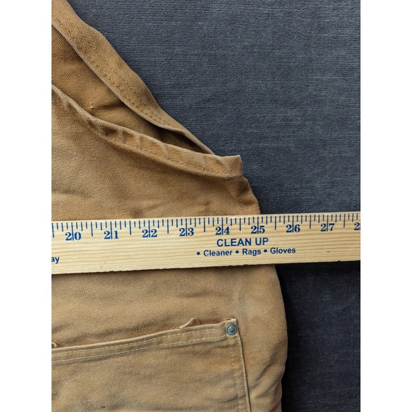 CARHARTT R02 Brn Insulated Duck Bib Overalls Brown 52x30 Lined Worn Distressed - Picture 14 of 16